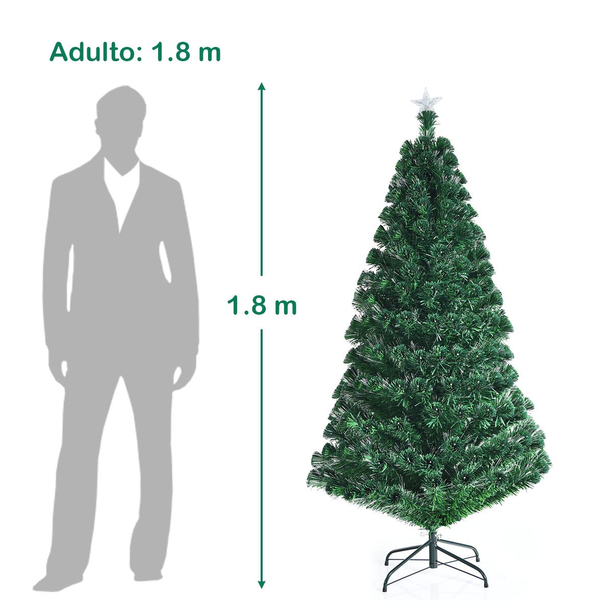 COSTWAY Albero Di Natale Artificiale 180/210 Cm - PVC Verde, 586/808 Rami, Base In Metallo