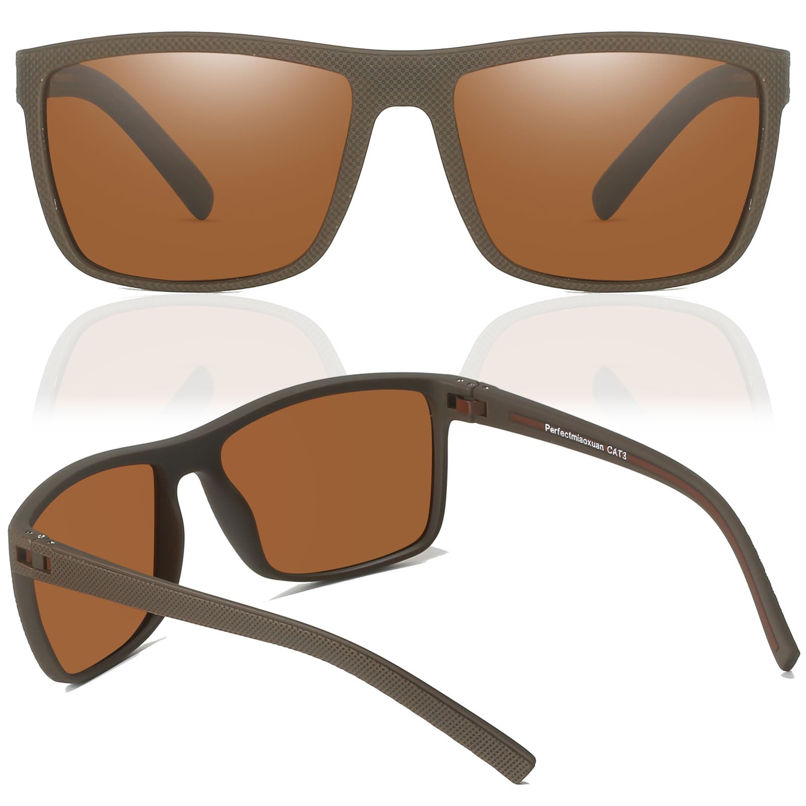 Perfectmiaoxuan Occhiali da sole Polarizzati per uomo donna Guidare la Pesca all'aperto Montatura infrangibile Occhiali Quadrata TR90 Montatura Leggero Protezione UV400 Sunglasses