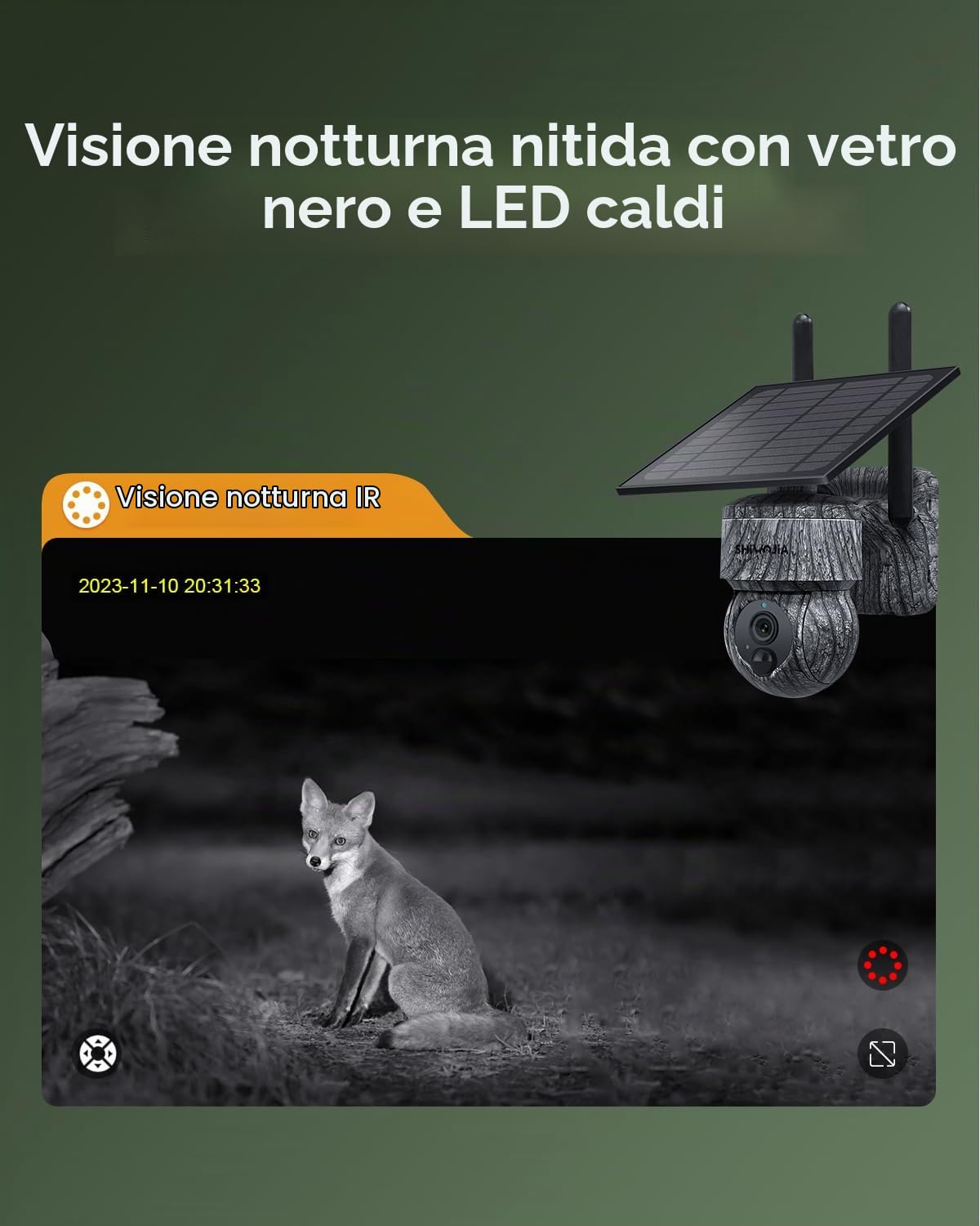 SHIWOJIA 4G LTE Telecamera di Sorveglianza Solare Esterno con Scheda SIM, 2K 360° PTZ Telecamera di Sicurezza Solare, Audio a 2 Vie, Sensore di Movimento PIR, Visione Notturna, IP66