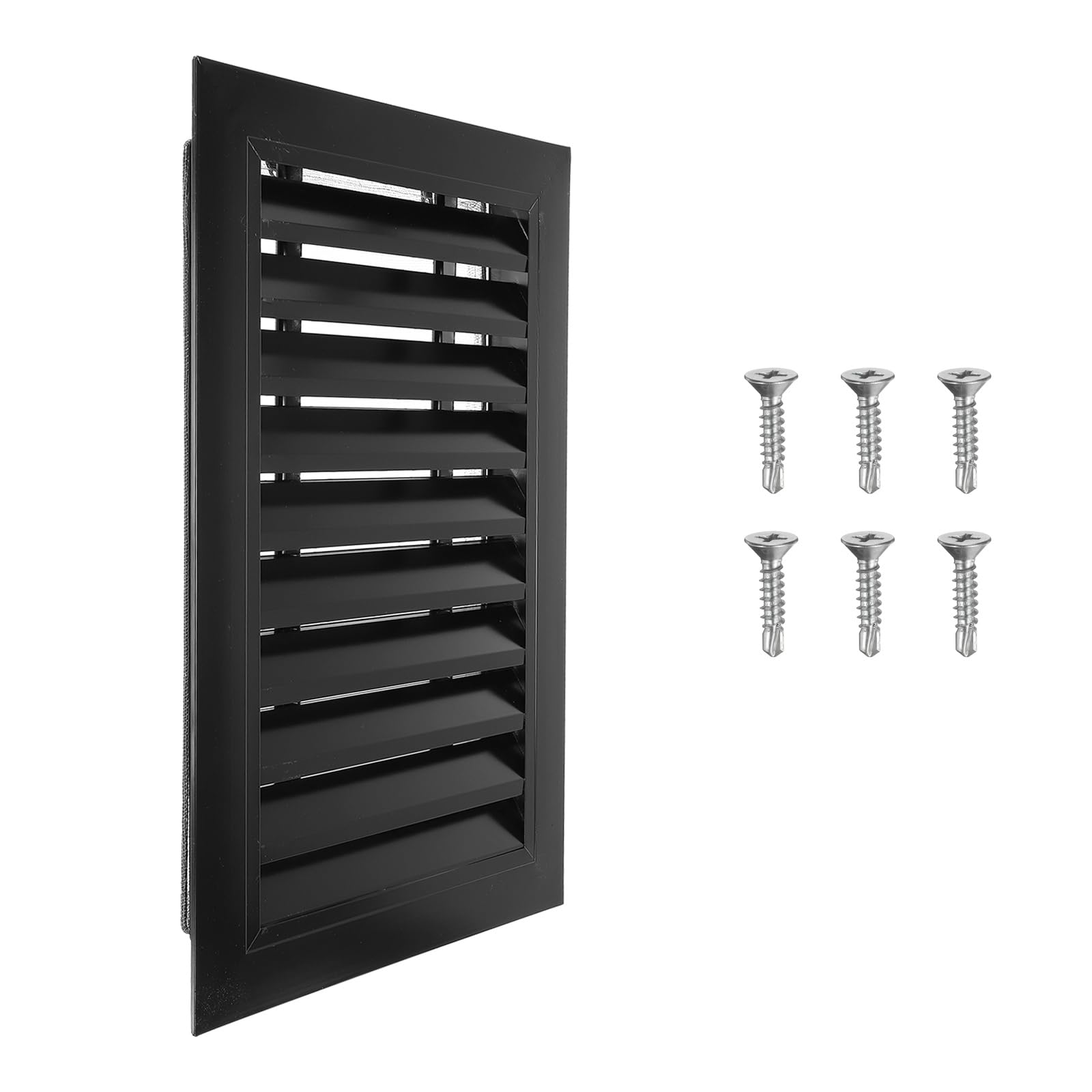 PATIKIL 18 x 12 Inch Gable Vent, 1PCS Aluminum Alloy Wall Shed Vents Square Louver Air Grille with Stainless Strainer for House Attic Garage Ceiling, 10 x 16 Inch Duct Opening Size, Black