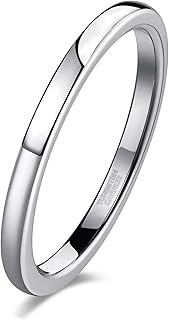 2mm 4mm 6mm 8mm Tungsten Wedding Band Ring for Men Women Silver/Rose Gold Plated/Rainbow/Gold Plated Domed High Polish Engagement Promise Rings Comfort Fit 4-15