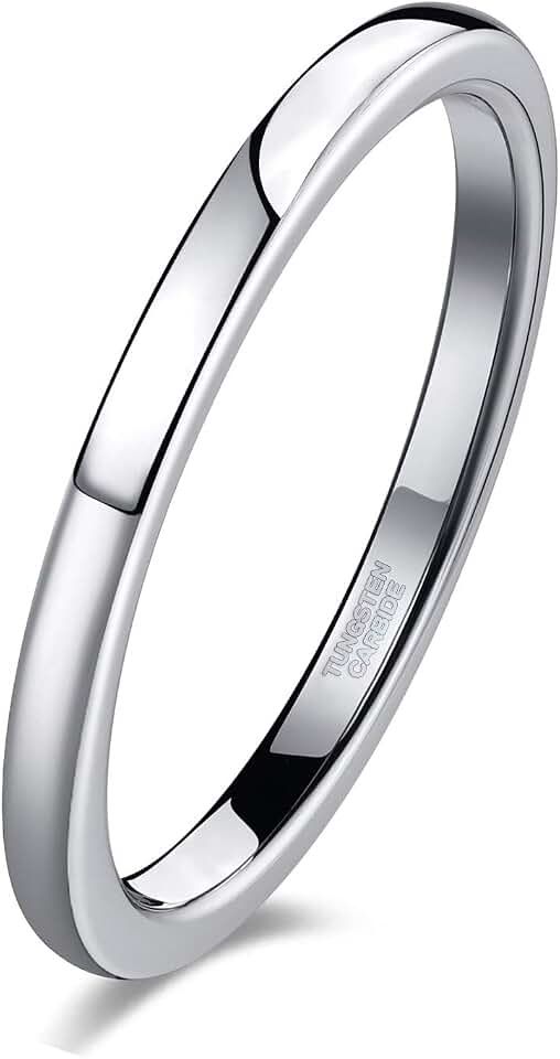 TRUMIUM 2mm 4mm 6mm 8mm Tungsten Wedding Band Ring for Men Women