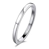 TRUMIUM 2mm 4mm 6mm 8mm Tungsten Wedding Band Ring for Men Women Silver/Rose Gold Plated/Rainbow/Gold Plated Domed High Polish Engagement Promise Rings Comfort Fit 4-15