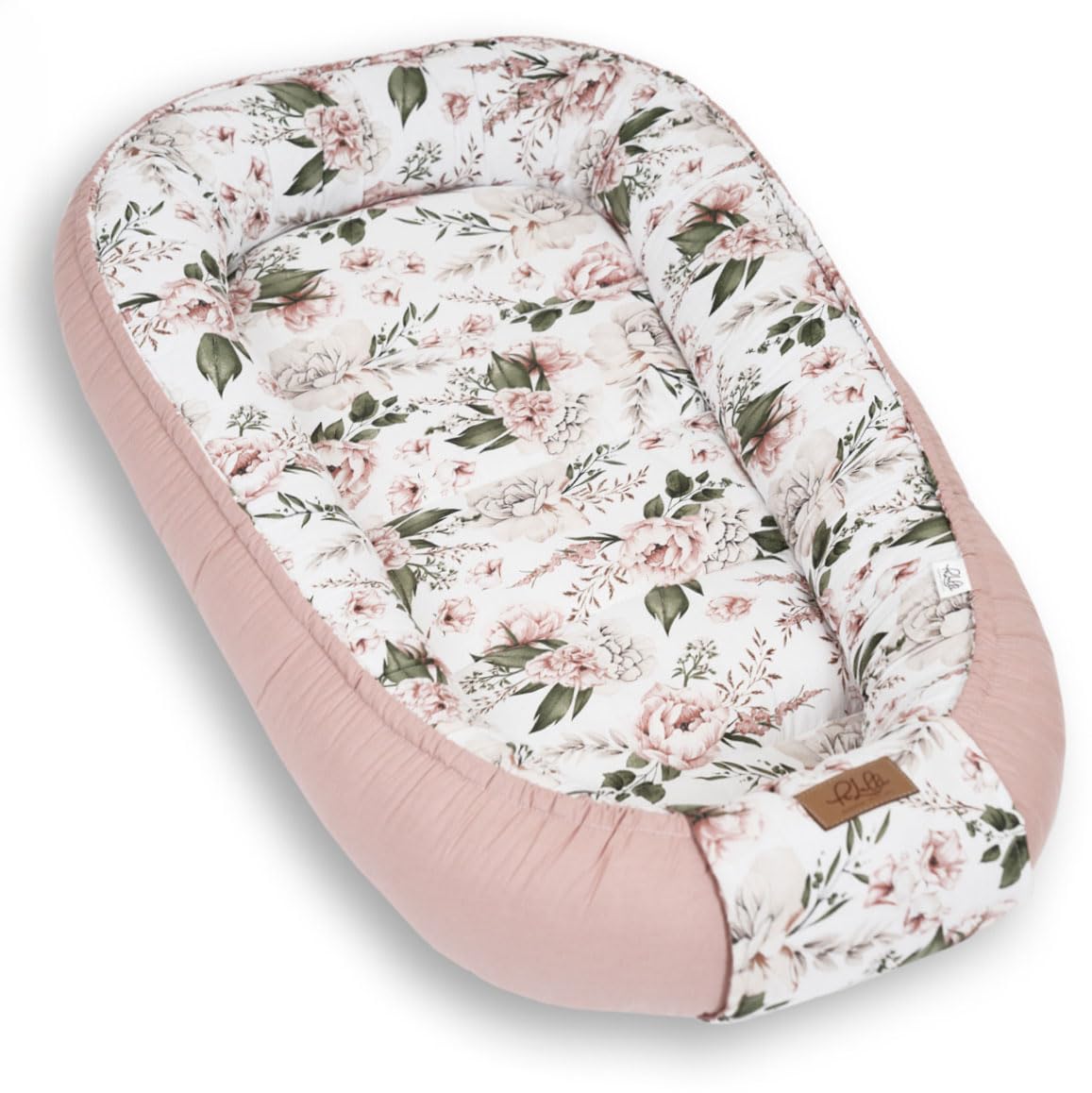 PaLulli® Nido de bebé extragrande, 100 x 60 cm, algodón, reversible, reversible, hecho a mano, transpirable y seguro (rosa)