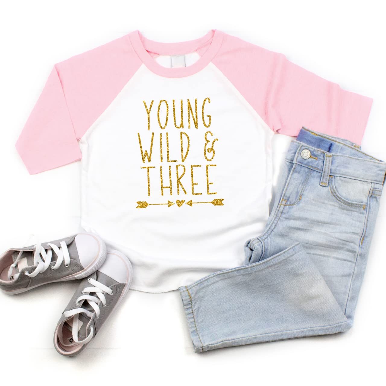 Bump and Beyond Designs 3 Year Old Birthday Shirt Girl Third Birthday Outfit (Light Pink/Gold 4T)