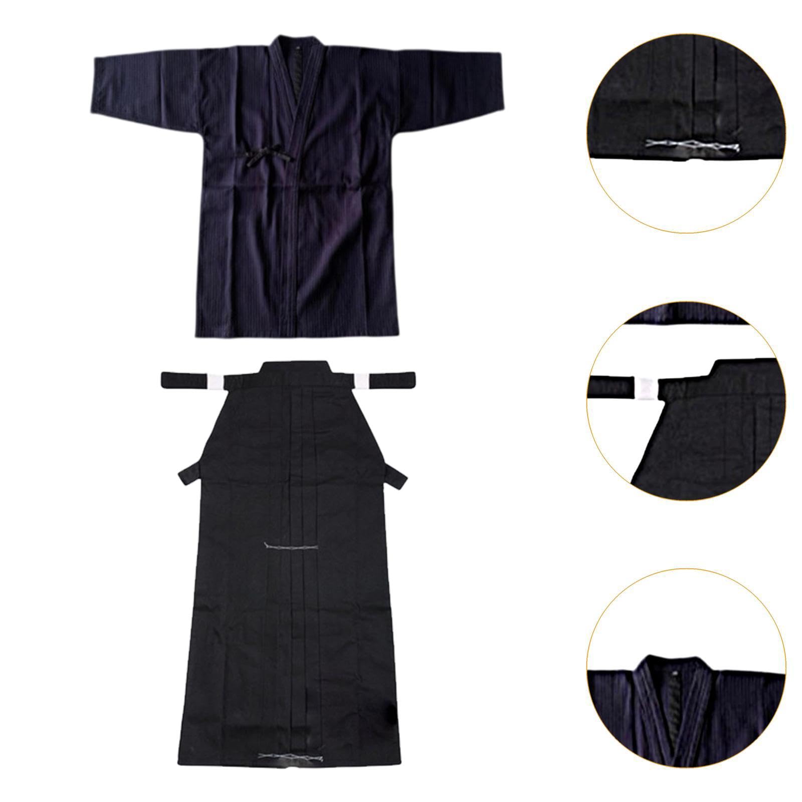 Japanisches Kendo-Uniform-Set, Bekleidung, Kostüm, traditionelles Samurai-Outfit, Blau und Schwarz, 175cm