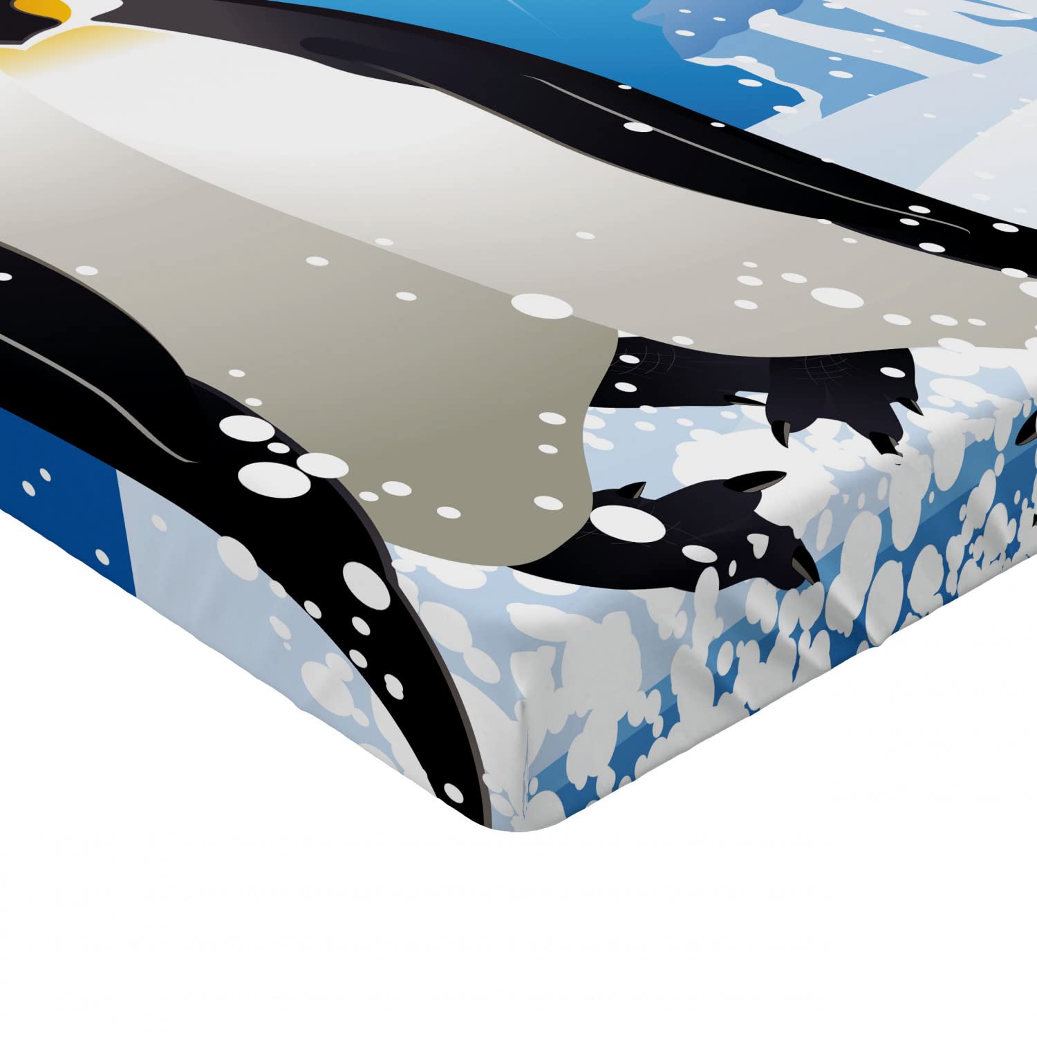 Ambesonne Winter 2 Pack Fitted Sheet, Snowy Frozen Season, Bed Cover All-Round Elastic Deep Pockets 2 Pieces, Package Contains 2 Twin XL Size Fitted Sheets, Sky Blue Grey