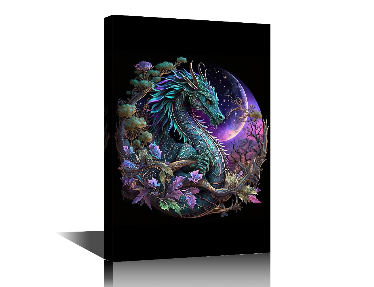 Red Dragon Poster Print on Canvas Medieval Dragon Wall Decor Dragon Wall Art 1 Panel Pictures for Bedroom Stretched and Framed Ready to Hang (16''Wx 24''H)