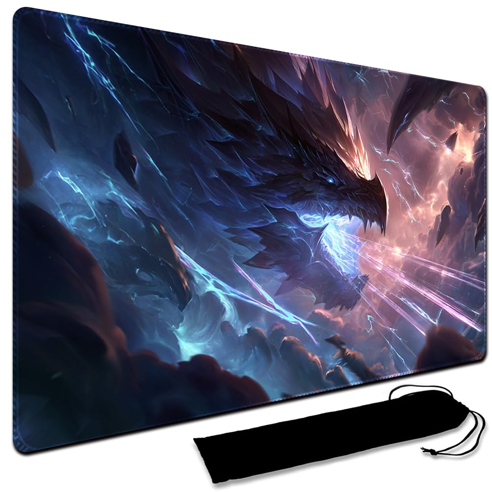 Large Art Gaming Playmat with Carrying bag, Custom Design Card Game Mat for mtg Playmat, Suture the edges,Compatible with Standard Card Sleeves 60CM x 35CM (No Zone,4)