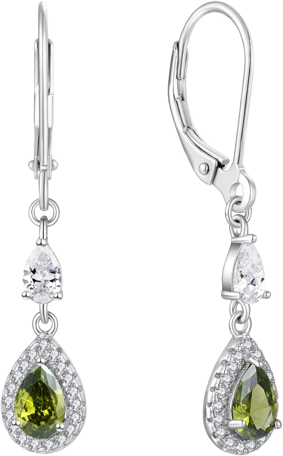 JO WISDOM 925 Sterling Silver Dangle Earrings for Women with 4 * 6mm Cubic Zirconia Teardrop Bridal Earrings