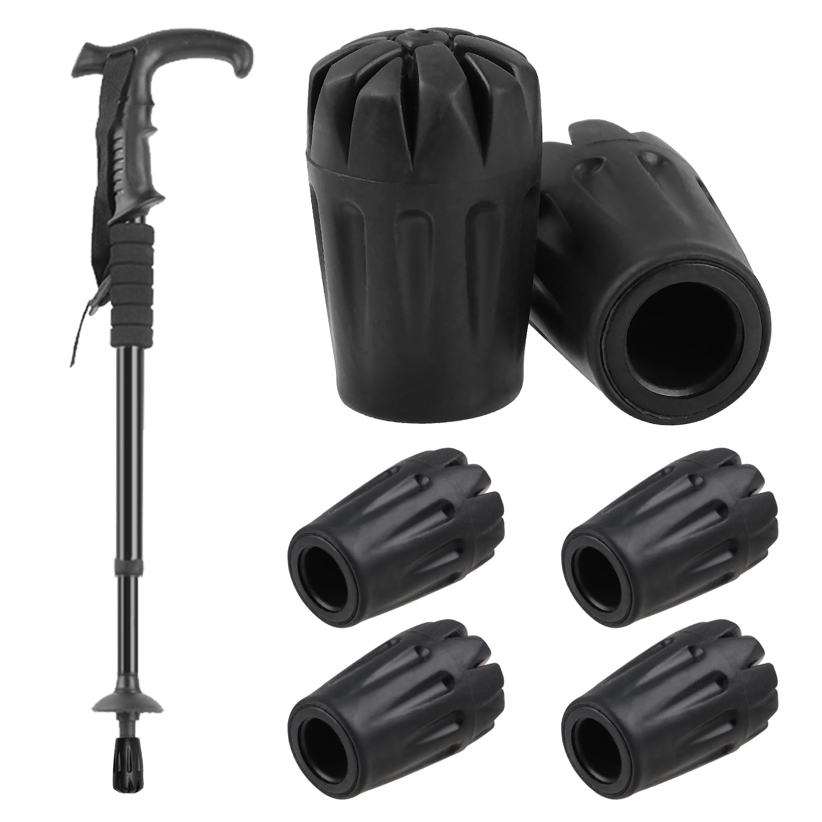 NALACAL Trekking Rubber Pad for Trekking Pole Tips Walking Stick, Hiking Poles Caps Crutch Rubber Ends Protectors for Walking Poles Cane Replacement Fits Most Asphalt Rock Snow 6 Pcs