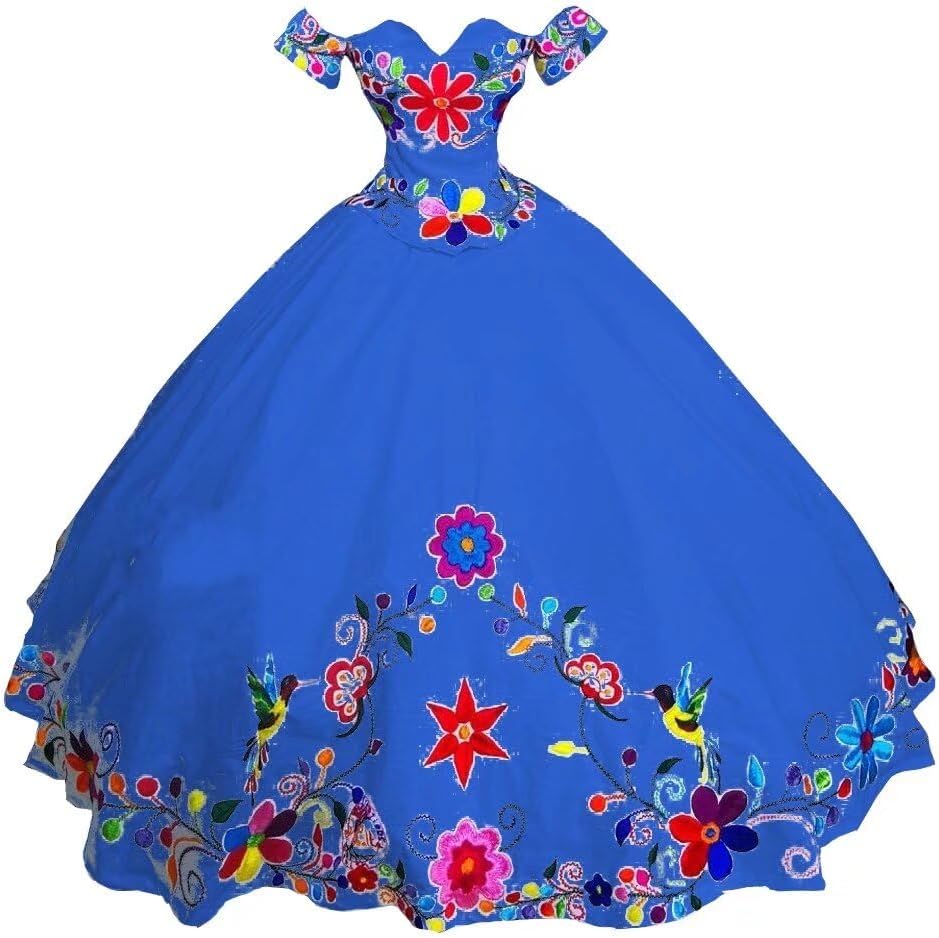 Satin Embroidered Quinceanera Dresses Charro Off The Shoulder Ball Gown Sweet 16 Dress Mexican Theme