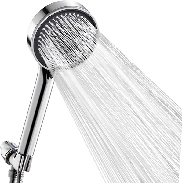 Handheld Shower Head, High Pressure Shower Head With 80" Hose And Adjustable Bracket, Anti-Clog Nozzles, 5 Spray Setting Showerhead, Chrome