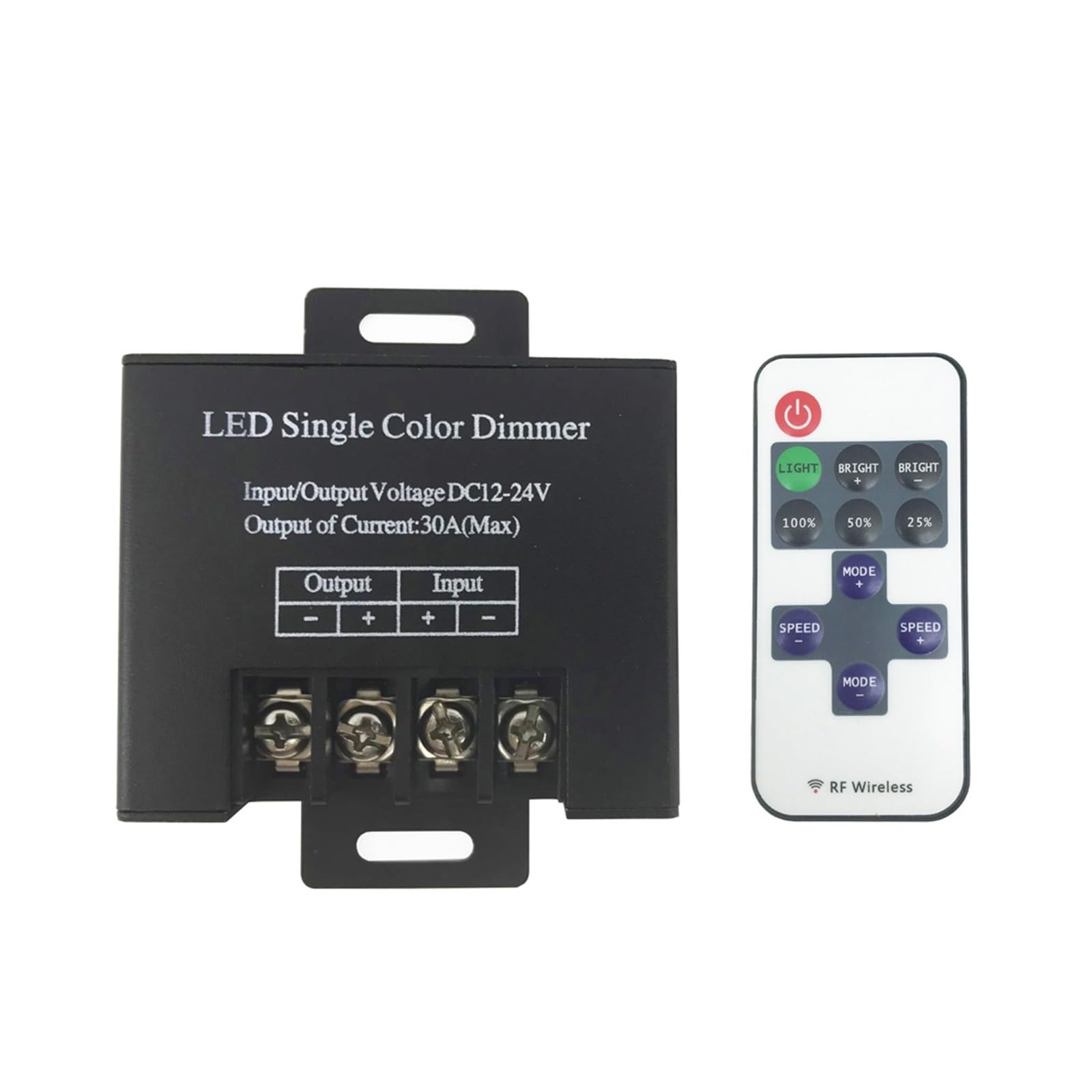RF LED Dimmer DC12-24V 30A 11-Key Remote Control Switch dimmer Suitable for Single Color Light Strips(Blu)