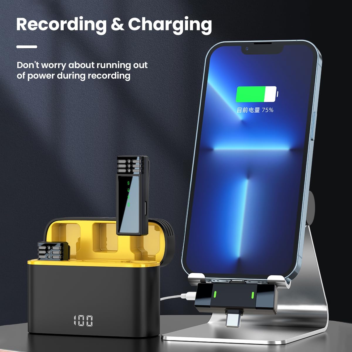 2Pack Noise-canceling Wireless Lavalier Microphone, Bluetooth 5.2 Audio Wireless Microphone for Live Broadcasting, Video Shooting, Recording Scene, Audio & Video for iPhone 8-15, for Samsung Android