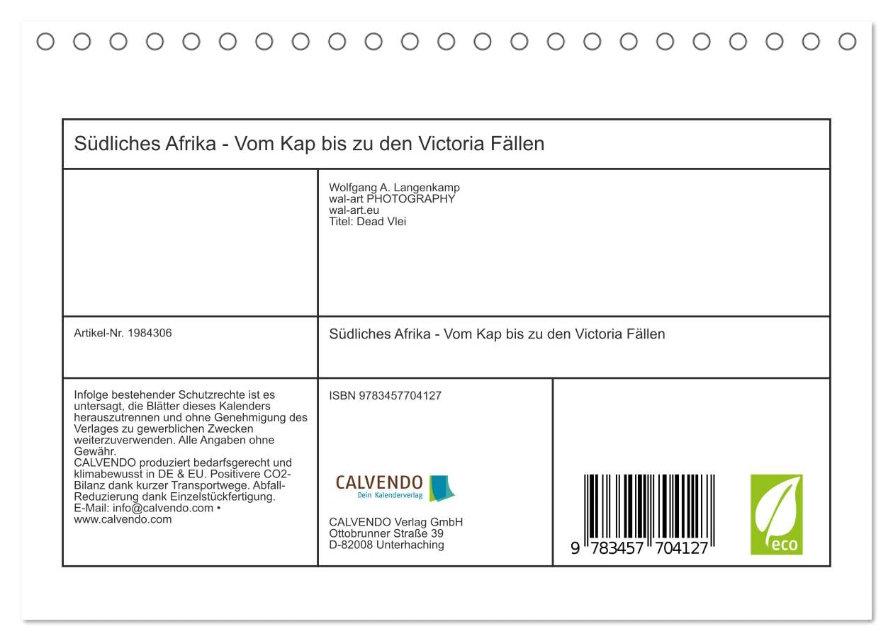 Südliches Afrika - Vom Kap bis zu den Victoria Fällen (Tischkalender 2026 DIN A5 quer), CALVENDO Monatskalender: Eine Reise durch 4 Länder im Südlichen Afrika