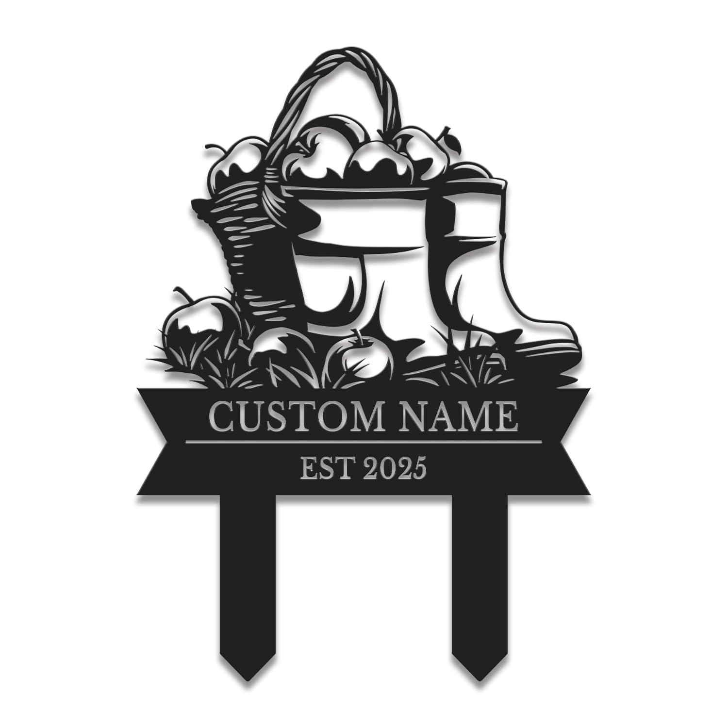 Personalized Garden Metal Sign, Custom Flower Yard Art with Stakes, Rustic Outdoor Decor, Gift for Gardeners, Botanical Wall Plaque (Style-7)