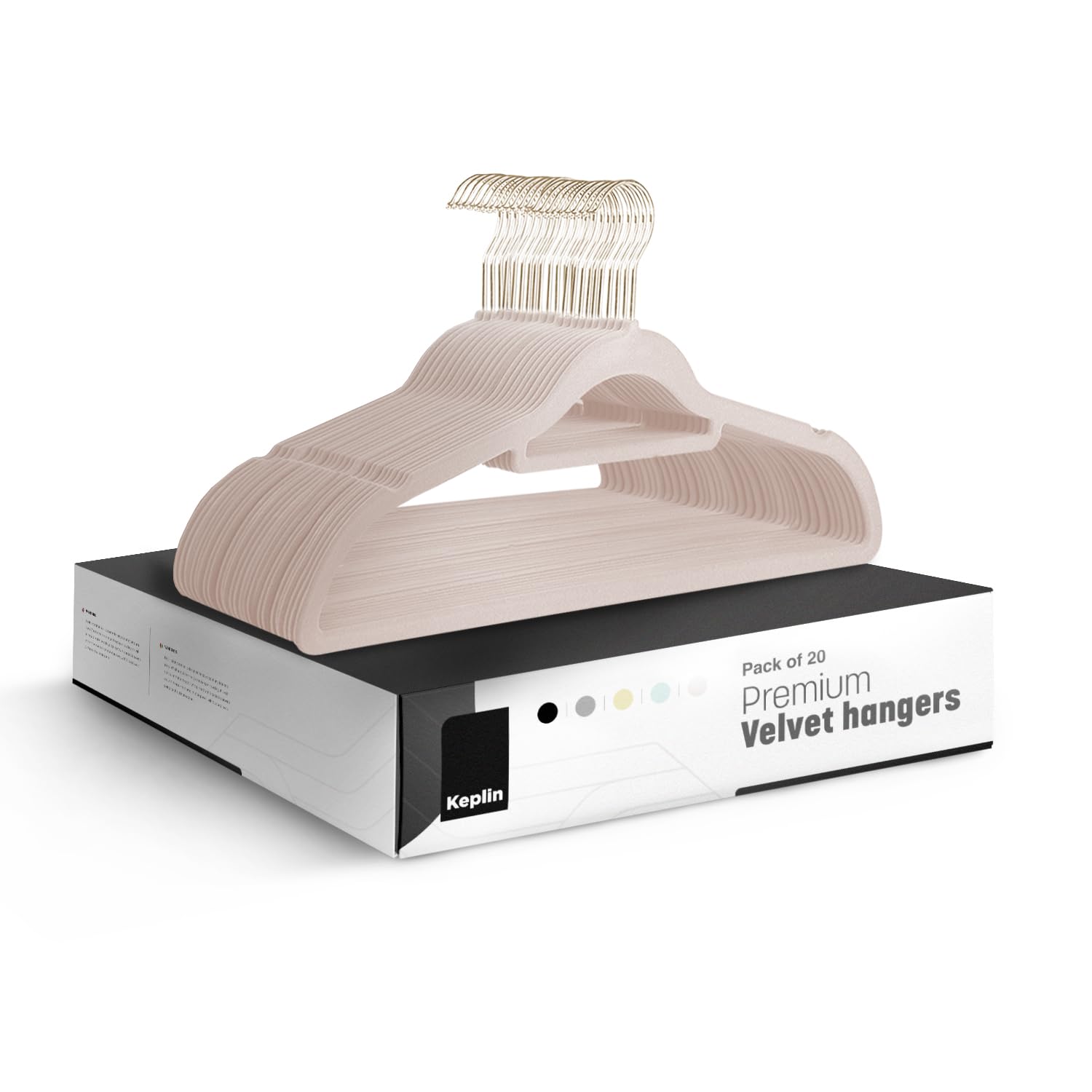 KEPLIN Velvet Hangers 20 Pack - Non-Slip Clothes Hangers with Tie Bar & 360° Hook - Durable & Sturdy, Space-Saving Wardrobe Organisers for Suits, Jackets & Clothes- Home Storage Solution (Blush Pink)