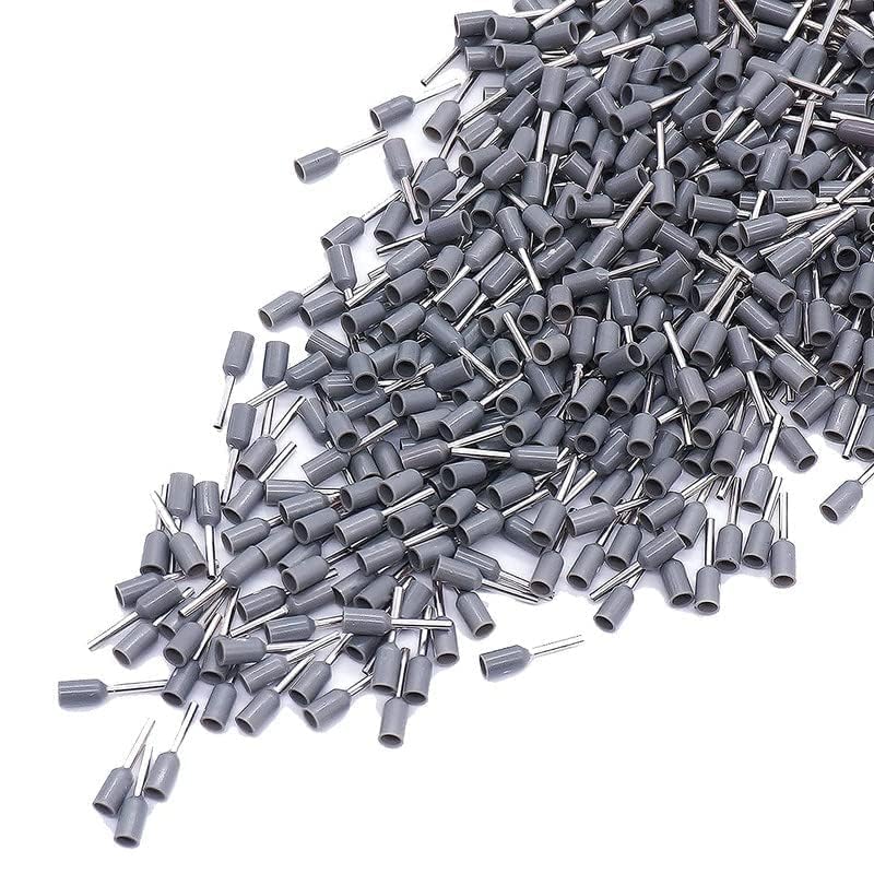 Image of SAFE HOME PRO 200 Pcs,4.0mm Ferrule Copper Crimp Connectors Lugs End Termnal, Gray Insulated Crimp Pin Terminals Copper Crimp Ferrules Wire Cord Pin End E4008 For Multiple Application (4mm)(GRAY)