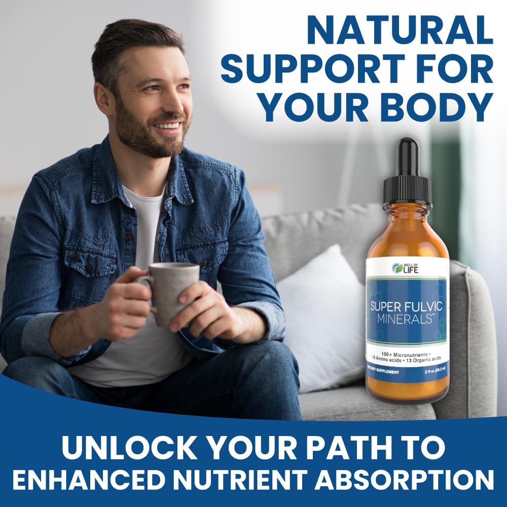 Well of Life Super Fulvic Minerals | Ionic Trace Mineral Drops | Fulvic Acid Liquid for Energy, Gut Health & Hydration | 120 Servings, 2oz — Amazon image 2