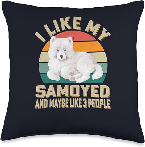 Samoyed Russian Dog Lovers  Owners Gifts  Tees Samoyed Dog And Maybe Like 3 People - Almohada retro vintage 16 x 16 pulgadas multicolor