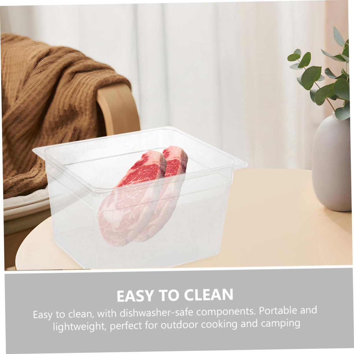 Yardwe Olla de Cocción Lenta Baja Temperatura Recipiente de Cocción Lenta Reutilizable Caja Transparente para Cocina Recipiente para Guardar Verduras para Cocinar Carnes Baja Temperatura