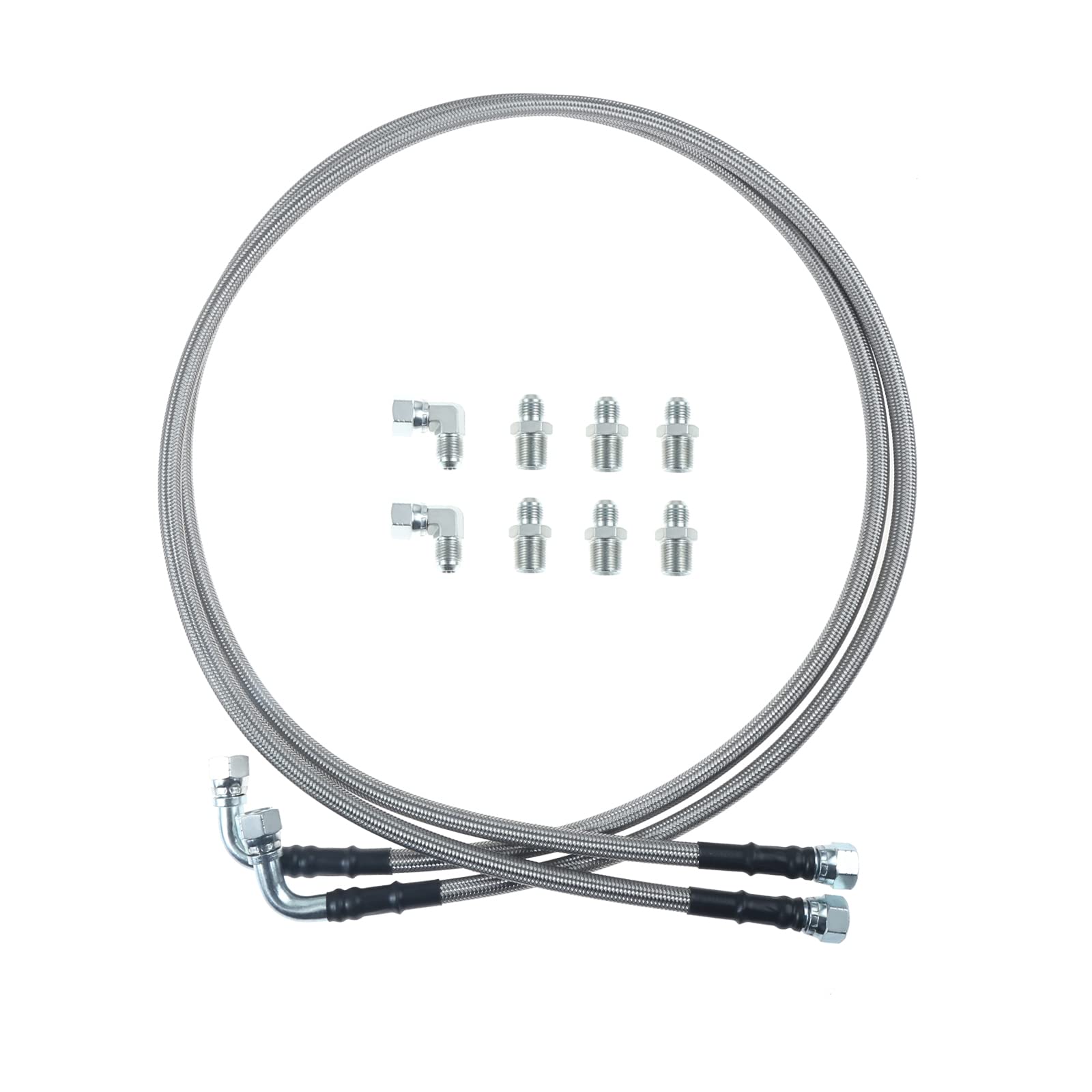 SURIEEN 52" Transmission Fluid Oil Cooler Hose Line kit, Compatible with GM Chevy Transmission 4L80E TH350 TH400 4L60E 700R4 200-4R TR6060 Ford AOD 4R100 4R70W and C5 Stainless Steel Braided PTFE Hose