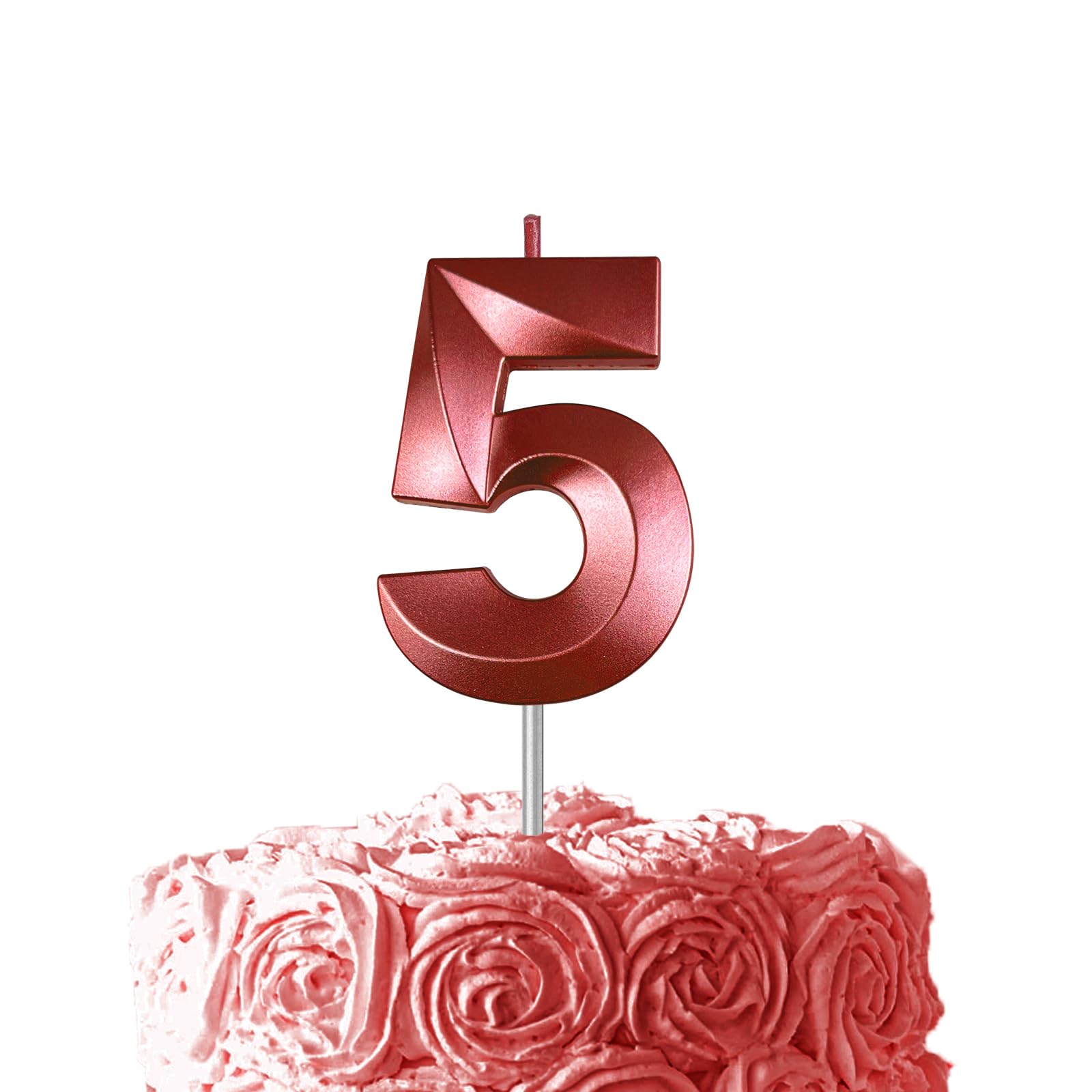 Red Birthday Number 5 Candles for Wedding Party Cake Decorations