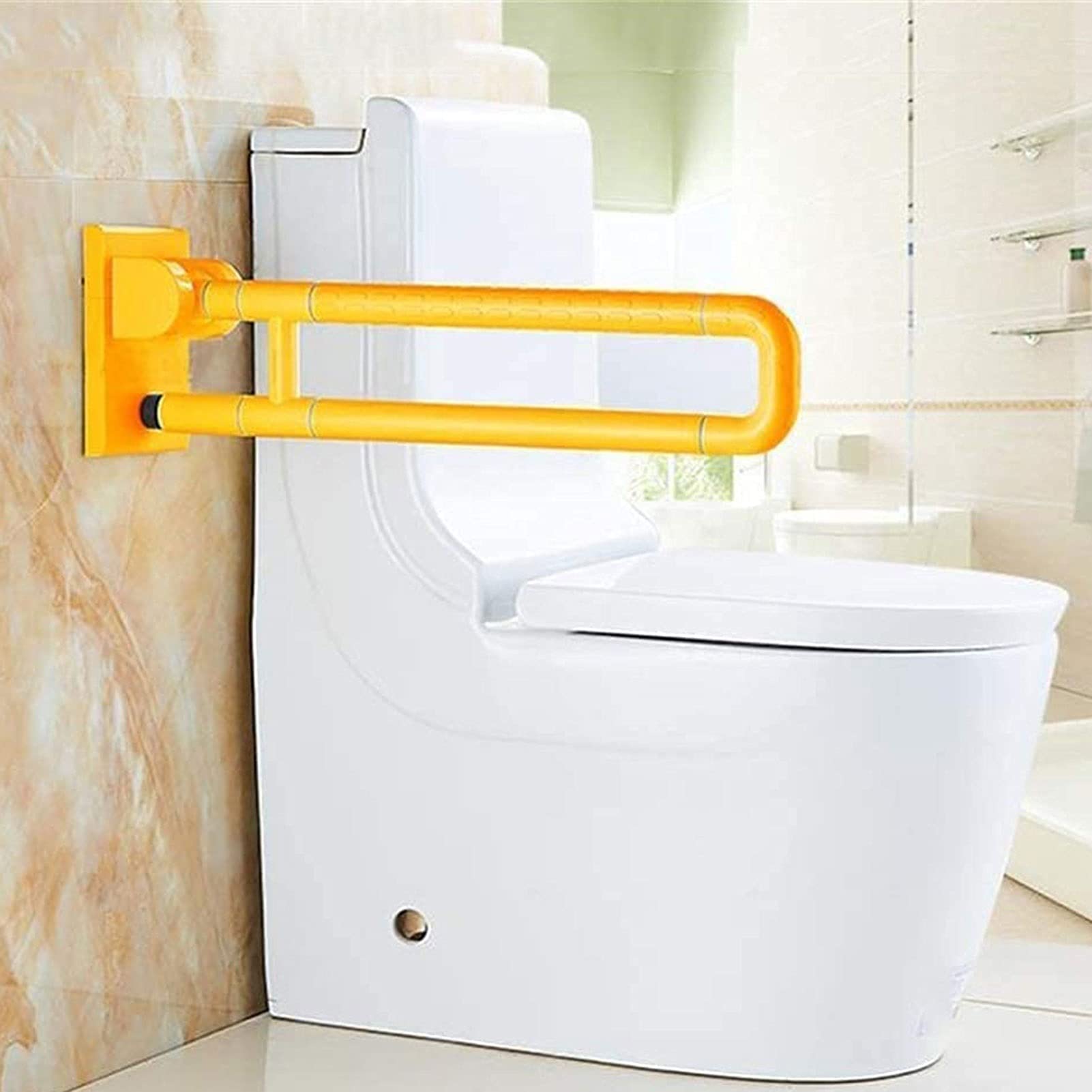 Barras de Apoyo para baño, asa de Asistencia para discapacitados, Barra de Seguridad Plegable de Acero Inoxidable y Nailon, Montaje en Pared, barandilla de Inodoro Antideslizante.