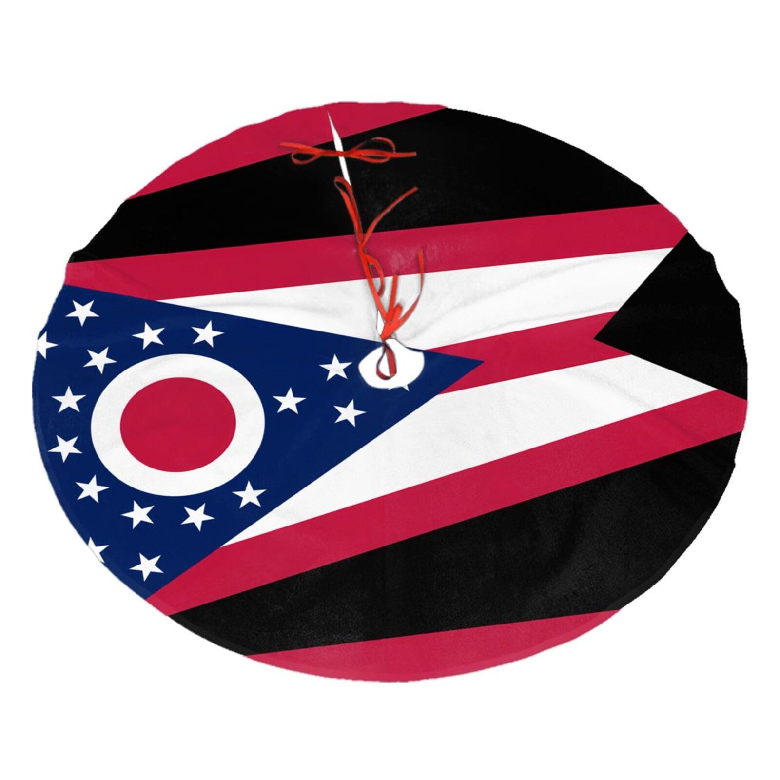 Ohio State Flag Printed Christmas Tree Skirt Christmas Plush Tree Skirt 48 inches (About 112.2 cm) Christmas