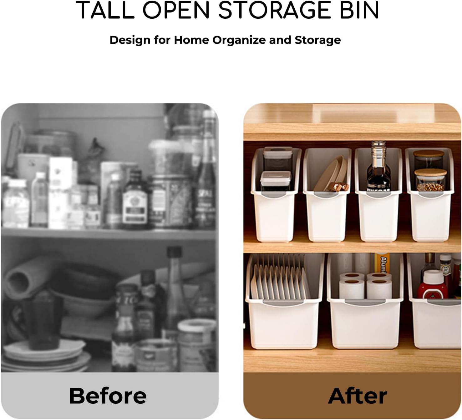 2 Pack Tall Under Sink Organizer with Wheels, Roll Out Plastic Organizer Bins with Handle for Kitchen, Bathroom and Pantry, Multi-purpose Freezer Organization, Kitchen Organizers and Storage