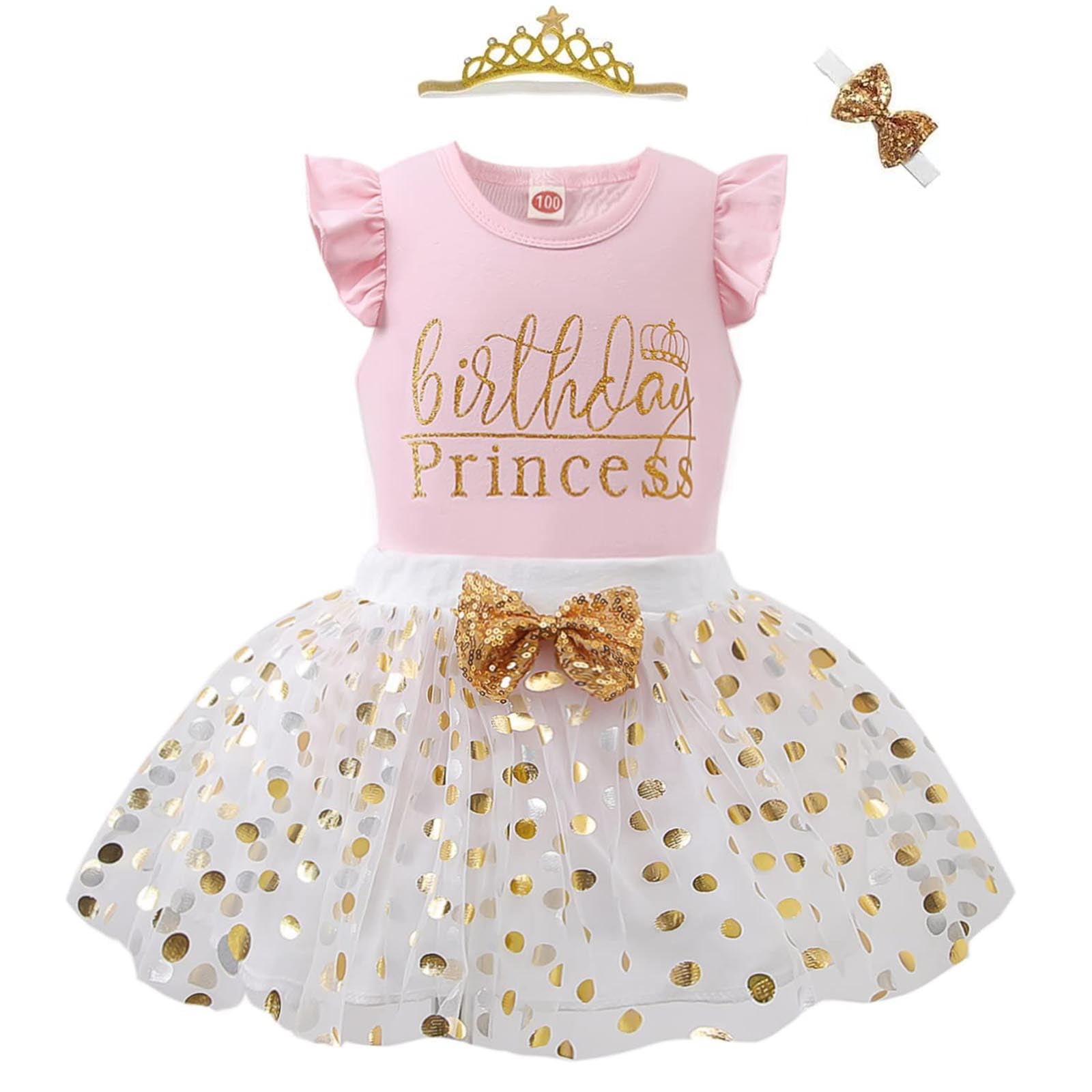 LYQTloml Toddler Kids Baby Girls Birthday Princess Outfits Dress Vest Sleeveless Shirts Tank Top Dot Mesh Tutu Skirt 2PCS Summer Sets A Pink2nd 3rd 4th 5th 6th