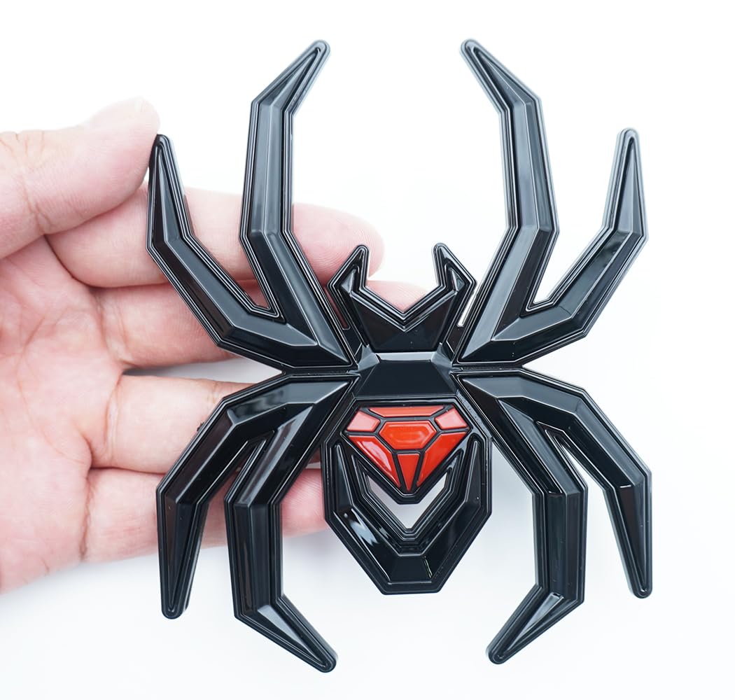 1x Custom Spider Black Widow Emblems 3D Side Rear Door Badges Sticker Nameplate (Black Red)