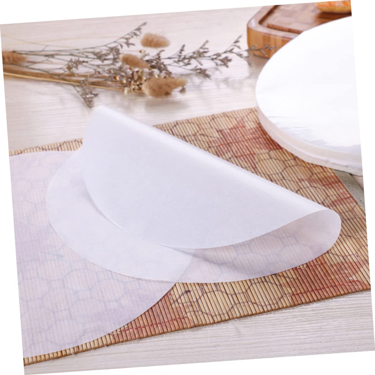 SOLUSTRE 50 Pack Non-stick Bbq Baking Paper Liners 20cm Diameter Barbecue Supplies Easy to Use for Home Restaurant