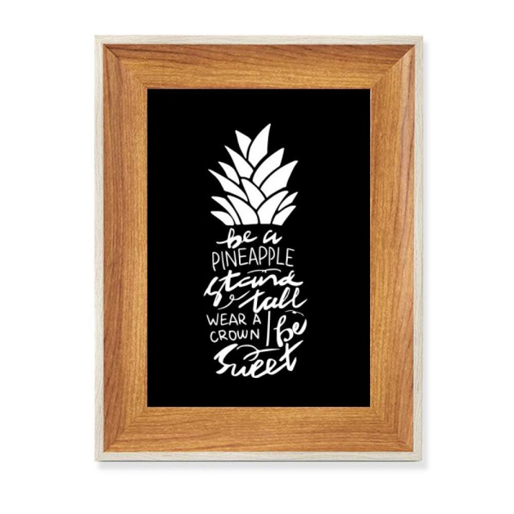 Cadre photo en bois noir et ananas pour décoration de bureau élégante