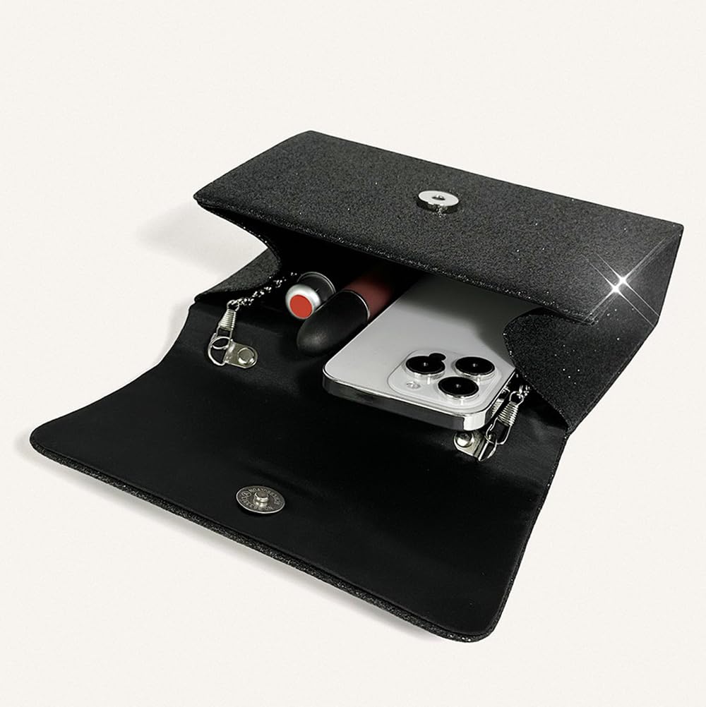 Trisapu Womens Evening Bag Sparkly Bow Clutch Purse Wedding Party Purses Glitter Rhinestone Cocktail Prom Handbags: Black-s