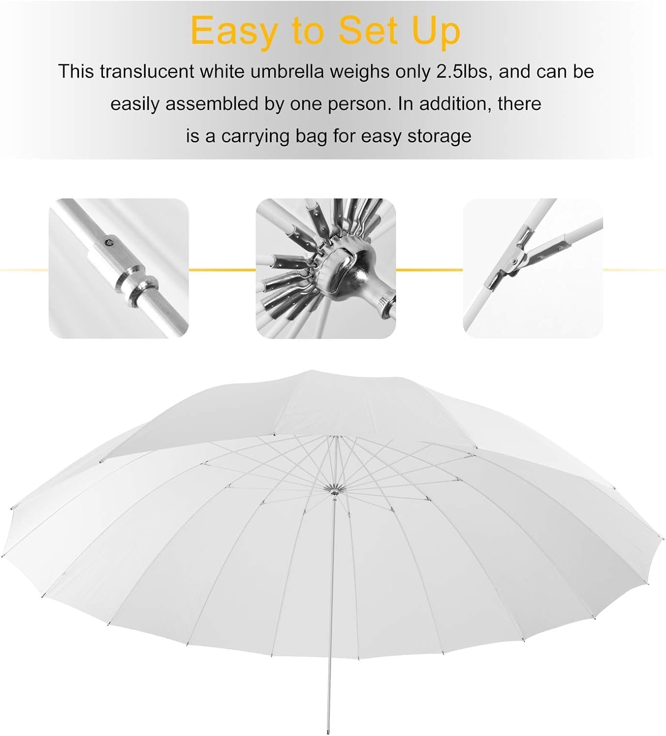 EMART Photography Parabolic Umbrella, 71''/180cm Large Professional Photo Studio Translucent White Umbrella, Big Soft Lighting Shoot Through Umbrellas for Studio Lights, Camera,Shooting,Photos