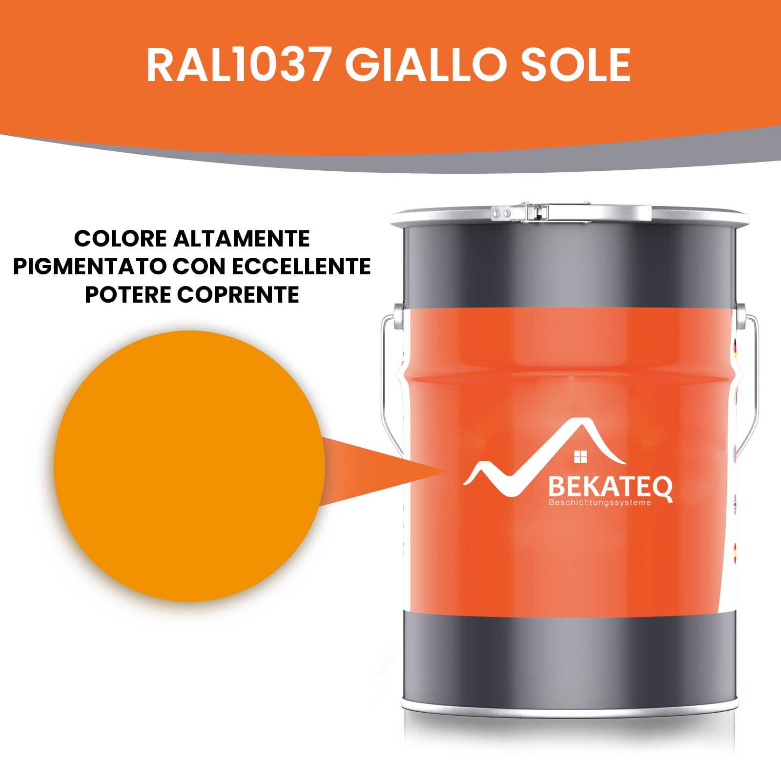 BEKATEQ 2C Resina epossidica 5kg Giallo sole I Pittura per pavimenti industriali, garage, officine I Vernice per calcestruzzo a basso odore, rivestimento per pavimenti interni e esterni BE-702