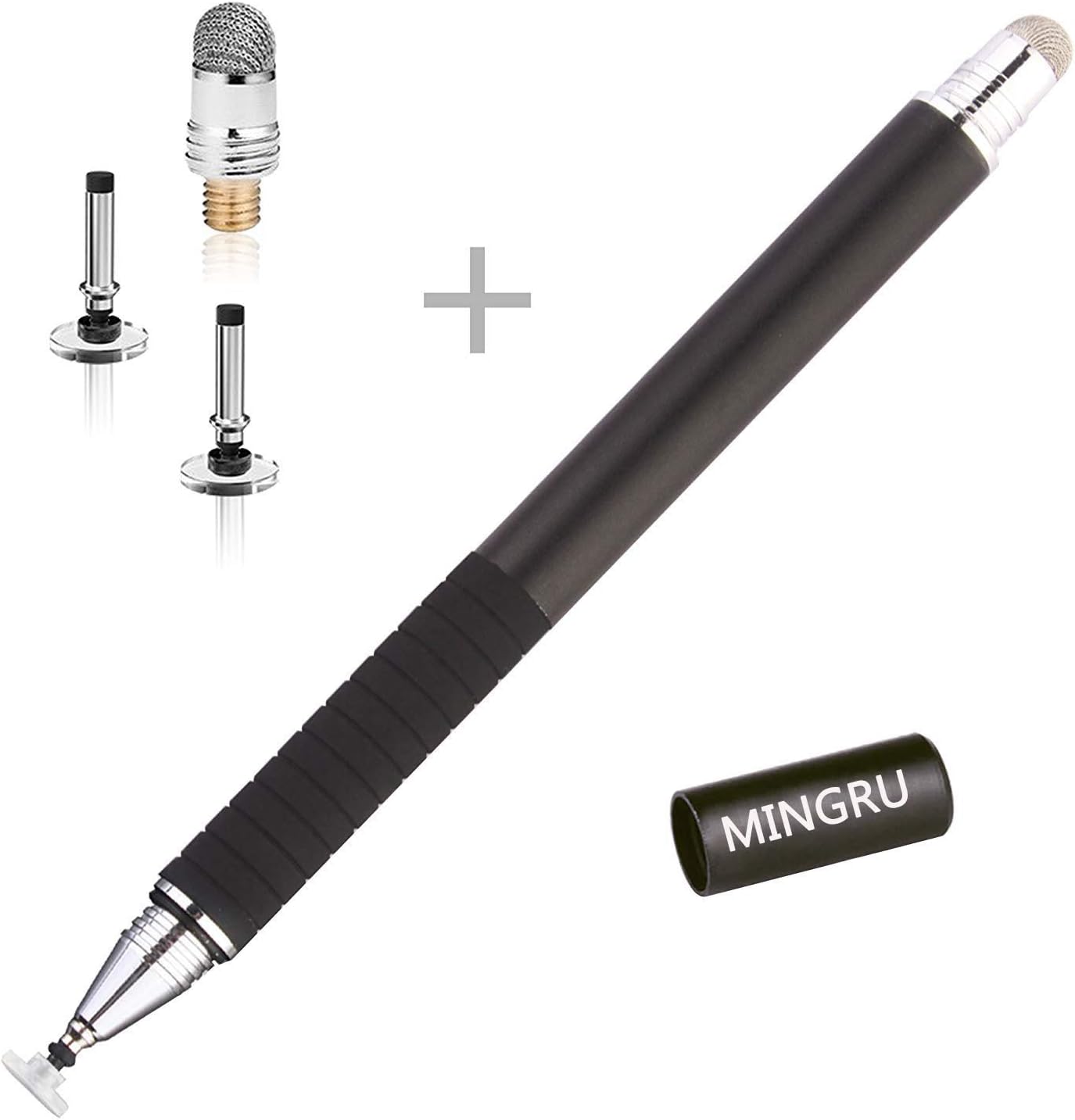 MINGRU Fine Tip Stylus Pen,2 in 1 Capacitive Disc Stylus Gel Combo 1 Pc with 2 Replaceable Disc Tips and 1 Replacement Fiber Tip for Touch Screen Tablets Samsung /Kindle/iPhone/iPad