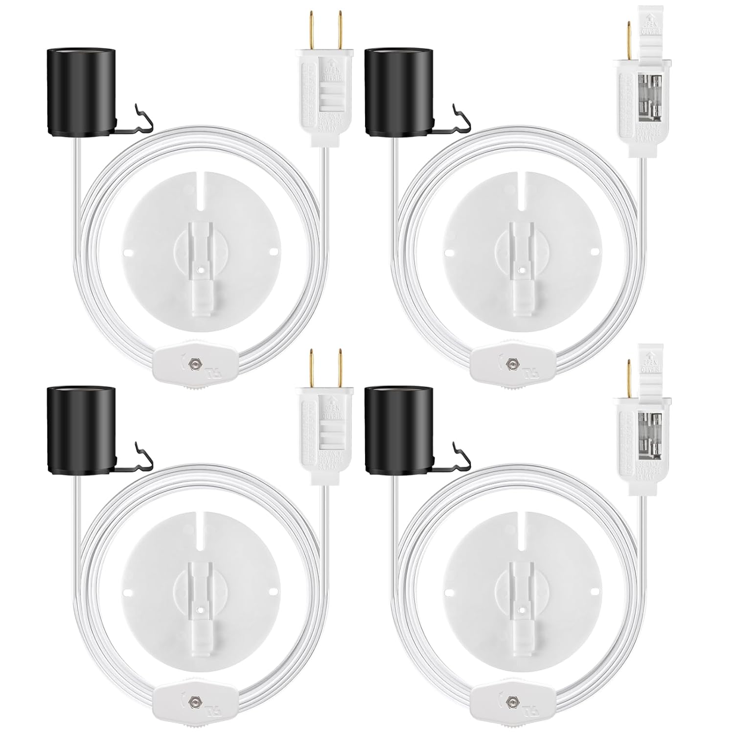4 Set Blow Mold Light Kit Replacement Single Bulb Light Cord for E27 E26 Salt Lamp Bulb with On/Off Switch Fuse Plug for Halloween Christmas Blow Mold Village Craft Indoor Outdoor Decorations
