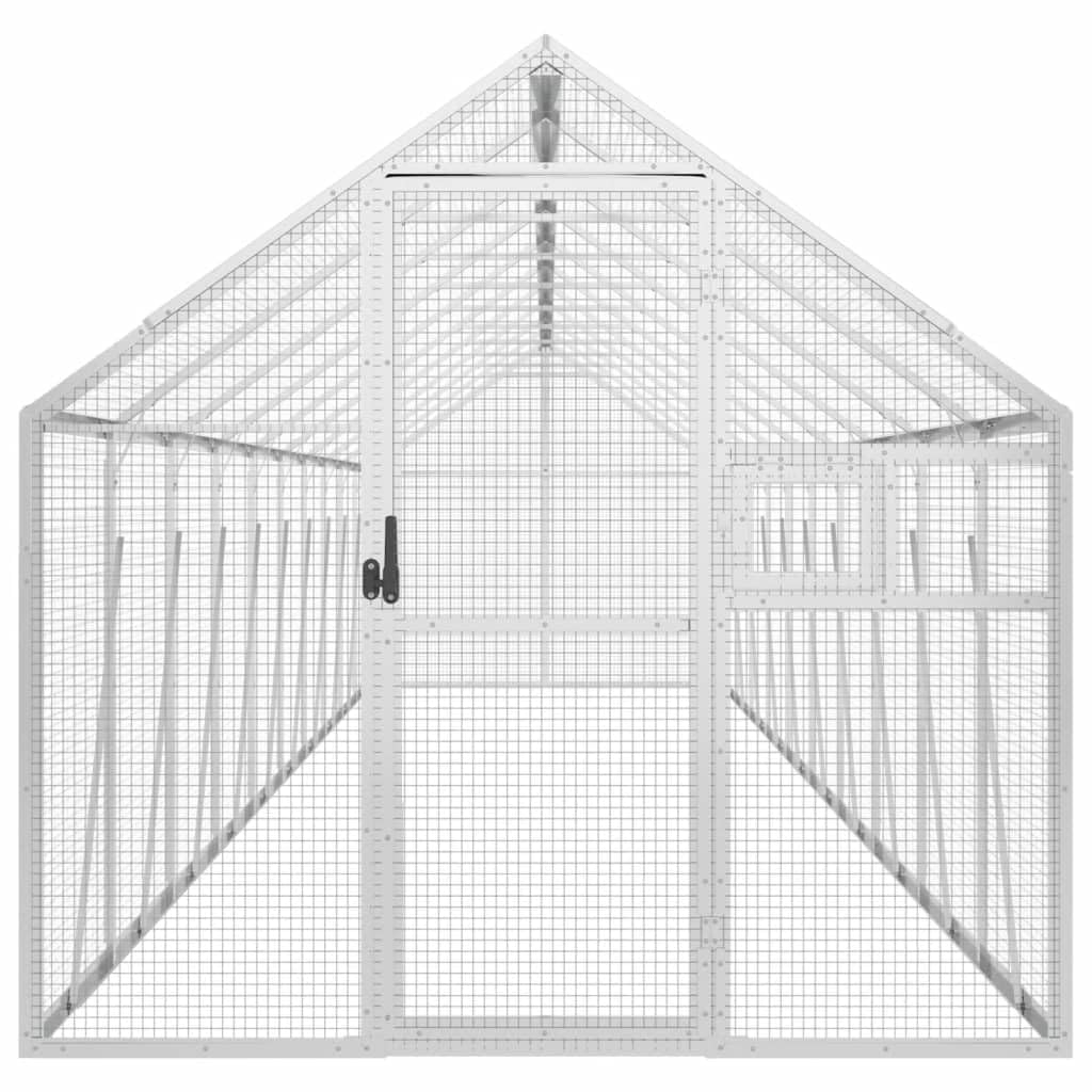 Gecheer Vogelvoliere aus Aluminium, Stabiler Rahmen mit Maschendraht und abschließbarer Tür für Vögel, Kaninchen, Hühner, 179x1000x185 cm