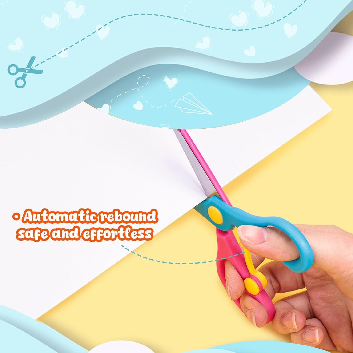 LOVESTOWN Kids Craft Scissors, 6PCS Blunt Tip Safety Scissors Stocking Stuffer for Toddler, Anti-Pinch Design for Child Hand-Eye Coordination Development, Art Craft Scrapbooking Supplies