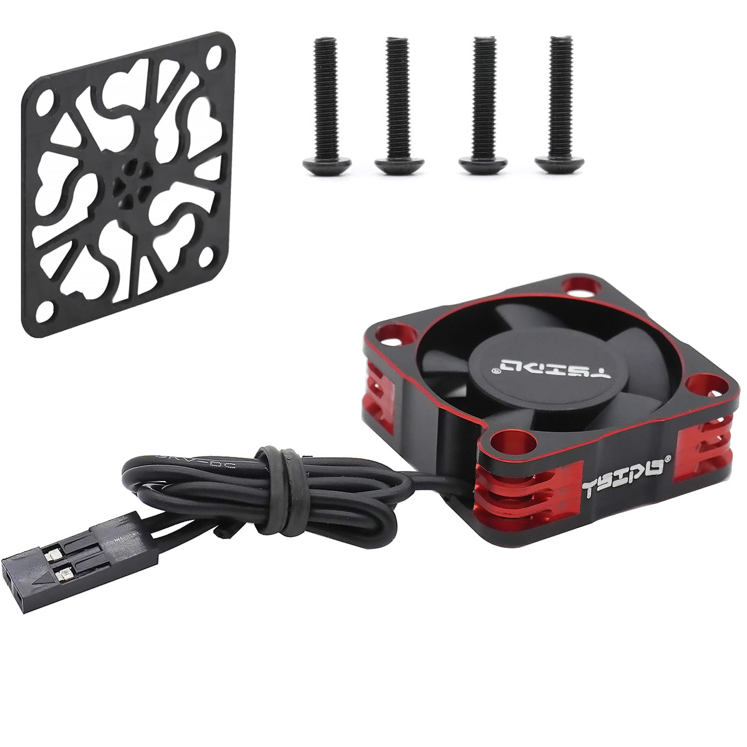 YSIDO Waterproof 3010 RC Cooling Fan 28000RPM Alluminum RC Car Motor Fan with Carbon Fiber Protective Board for RC Car 1/10 1/12 540 550 F540 3650