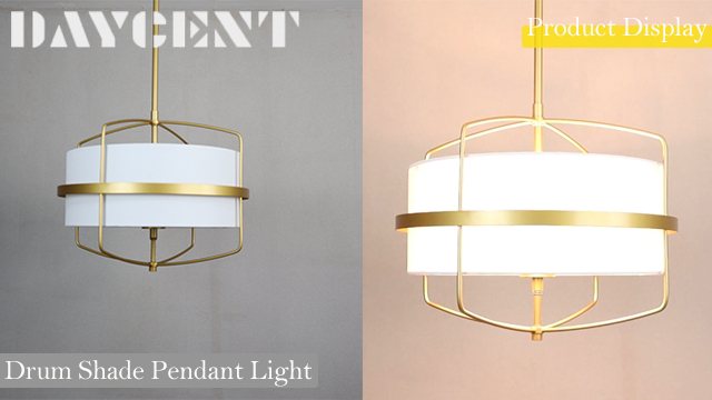 Image of DAYCENT Modern Gold Pendant Light 3-Light Drum Shade Chandelier