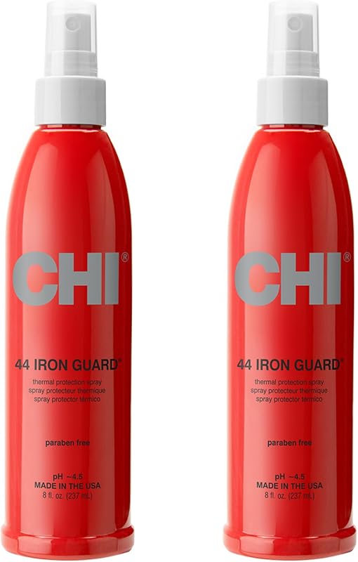 CHI 44 Iron Guard Thermal Protection Spray, Nourishing Formula Helps Resist Heat Damage to Hair & Tame Frizz, Clear, 8 Oz, Pack of 2