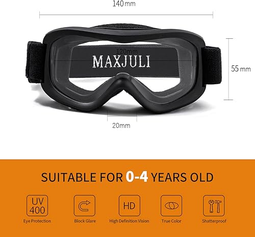 Miniatura 6 de MAXJULI Gafas de esquí para niños  Gafas de nieve compatibles con casco para bebés y niños pequeños con 100% protección UV edad 0-4 4301
