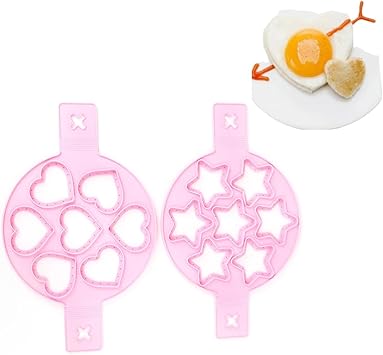 Pancake Ring, Pancake Mold 2 PCS Silicone Eggs Pancake Making Mold Egg Ring Egg Cooker Pan Flip Mold Love and Heart Shapediy Kitchen Accessories