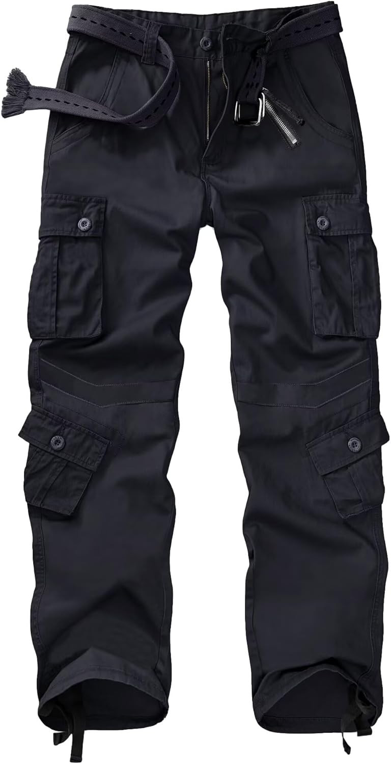 TRGPSG Men's Wild Cargo Pants, Camo Pants Cotton Casual Work Hiking Pants with 8 Pockets