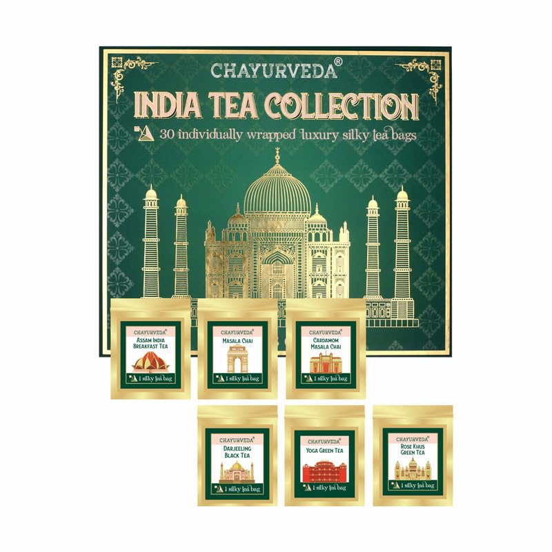 Image of Sancha Tea Boutique, India Tea Collection, Tea Gift Box, 30 Tea Bags of 6 different assorted tea flavour, Gift of Health, Premium Tea Hamper