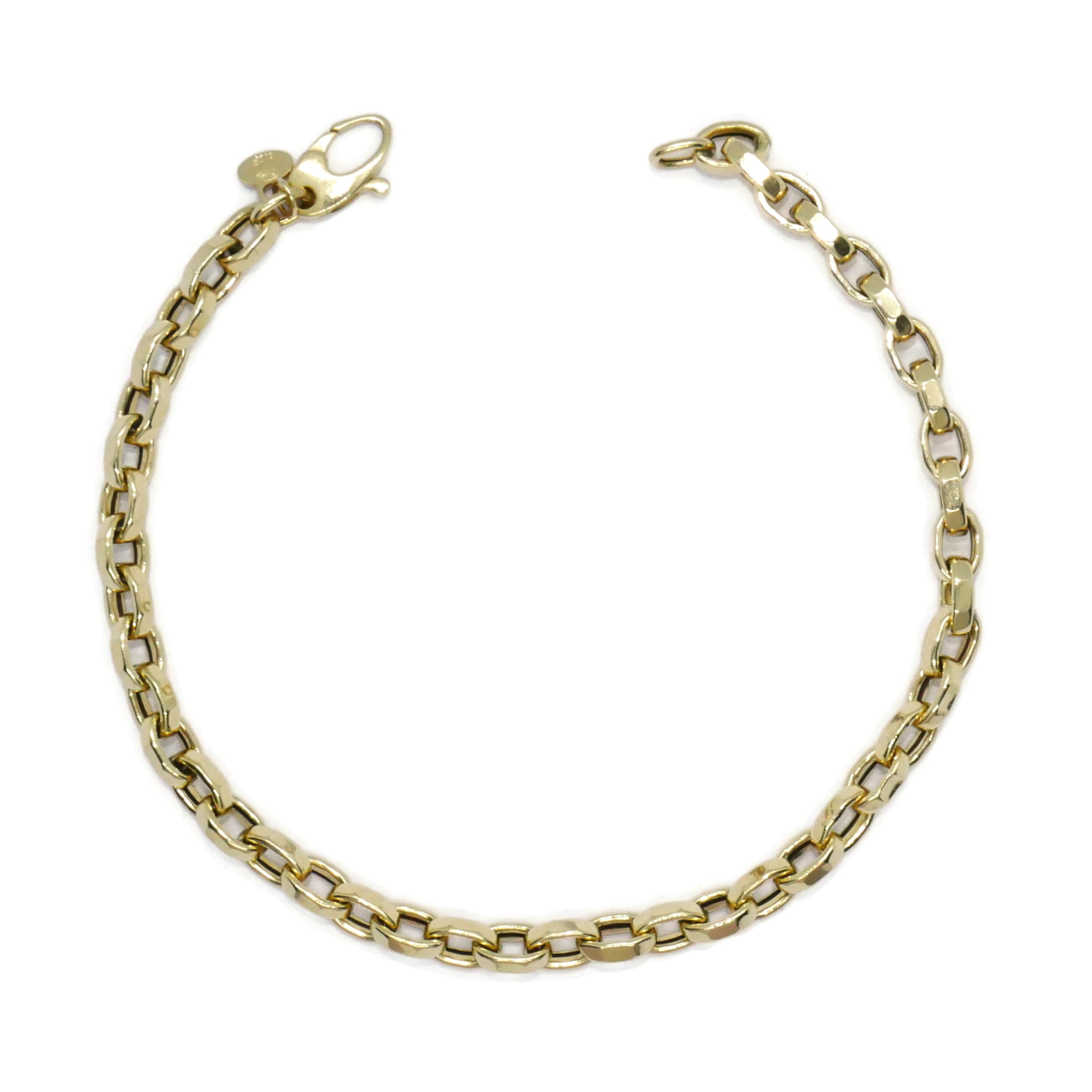 Never Say Never Pulsera para Hombre y mujer de de Oro Amarillo de 18k modelo rolo cuadrada hueca de 20.50 cm de Larga, 4.50 mm de Ancha y 4.05 gr de peso de Oro de 18k.